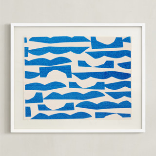 This is a bold blue textile art by Ampersand Design Studio called abstract waves in standard
