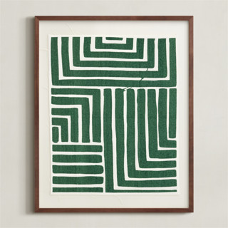 This is a olive textile art by Kristine Sarley called hard & soft in standard