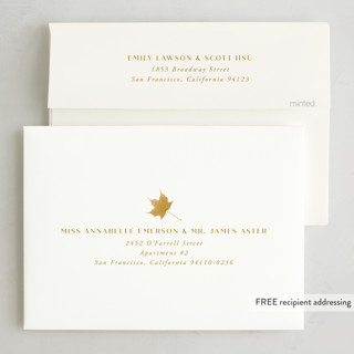 This is a sunflower thanksgiving cards invitations with foil pressed by Heather Schertzer called gilded autumn leaves printing on signature in standard
