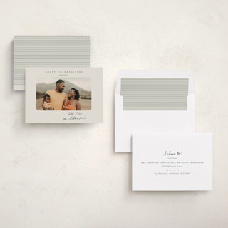 This is a ecru thanksgiving cards invitations with standard by Nicoletta Savod called classic signature printing on recycled smooth signature in standard