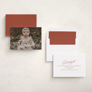 This is a marshmallow thanksgiving cards invitations with standard by Lea Delaveris called thankful printing on recycled smooth signature in standard