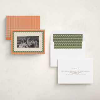 This is a olive thanksgiving cards invitations with standard by Ellen Schlegelmilch called gingham layers printing on recycled smooth signature in standard