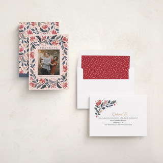 This is a crimson thanksgiving cards invitations with standard by Kristen Smith called rejoice in florals printing on recycled smooth signature in standard