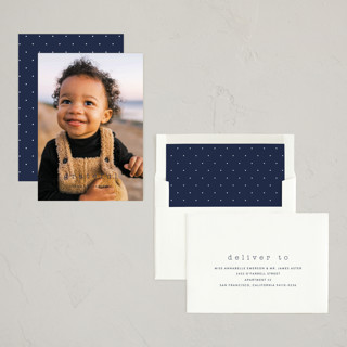This is a navy thanksgiving cards invitations with standard by Sara Hicks Malone called typewriter printing on recycled smooth signature in standard
