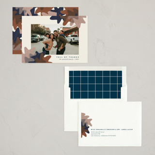 This is a chestnut thanksgiving cards invitations with standard by Carrie Moradi called collage foliage printing on recycled smooth signature in standard