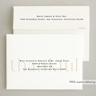 This is a milk thanksgiving cards invitations with standard by Liz Conley called thankful side printing on recycled smooth signature in standard