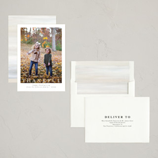 This is a cloud thanksgiving cards invitations with standard by Nicole Walsh called modern thankful printing on recycled smooth signature in standard
