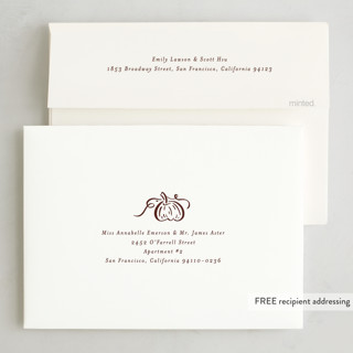 This is a nutmeg thanksgiving cards invitations with standard by Jackie Crawford called hand letter pumpkin pie printing on recycled smooth signature in standard