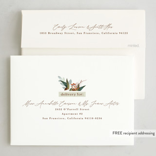 This is a toasted almond thanksgiving cards invitations with standard by Keen Peachy called autumn botanical frame printing on recycled smooth signature in standard