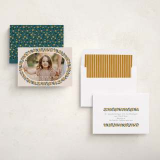 This is a golden thanksgiving cards invitations with standard by Amy Kross called stamped blooms printing on recycled smooth signature in standard