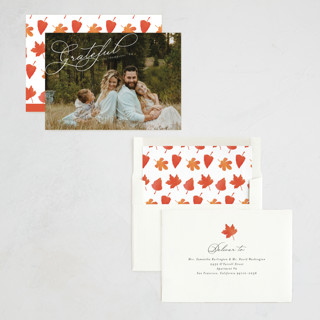 This is a cotton thanksgiving cards invitations with standard by Morgan Kendall called simple script printing on recycled smooth signature in standard
