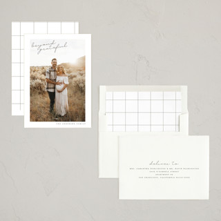 This is a sand thanksgiving cards invitations with standard by Maja Cunningham called beyond grateful printing on recycled smooth signature in standard