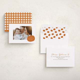 This is a meringue pie thanksgiving cards invitations with standard by Yuliya Evseeva called pumpkin printing on recycled smooth signature in standard