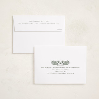 This is a sage thanksgiving cards invitations with standard by Jenna Holcomb called autumn greenery frame printing on recycled smooth signature in standard