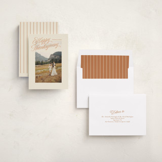 This is a salmon thanksgiving cards invitations with standard by Ellen Schlegelmilch called grand printing on recycled smooth signature in standard