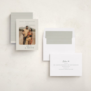 This is a ecru thanksgiving cards invitations with standard by Nicoletta Savod called classic signature printing on recycled smooth signature in standard