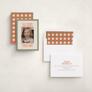This is a sage thanksgiving cards invitations with standard by Ekko Studio called cheerful stack printing on recycled smooth signature in standard