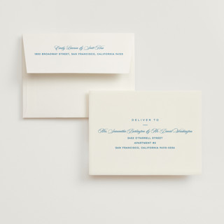 This is a cerulean wedding thank you cards with standard by Kristie Kern called the emma printing on strathmore in standard