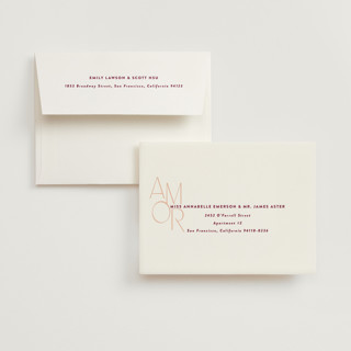 This is a caliente wedding thank you cards with standard by Owl and Toad called amor printing on strathmore in standard