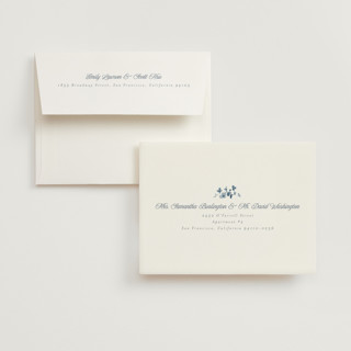 This is a bluebell wedding thank you cards with standard by Everett Paper Goods called wildflower corners printing on strathmore in standard