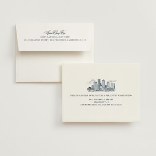 This is a marine wedding thank you cards with standard by Jenna Holcomb called boston toile printing on strathmore in standard