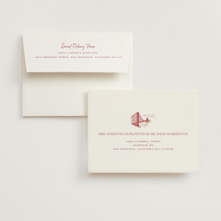 This is a scarlet wedding thank you cards with standard by Jenna Holcomb called san francisco toile printing on strathmore in standard