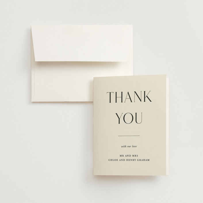 "Simple Elegance" - Folded Wedding Thank You Cards in Onyx by Monika Konieczna.