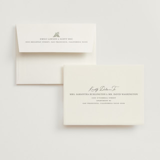 This is a olive wedding thank you cards with standard by Sarah Brown called vineyard printing on strathmore in standard