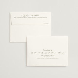 This is a moss wedding thank you cards with standard by Cass Loh called watercolor flowers crest printing on strathmore in standard