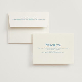 This is a skyblue wedding thank you cards with standard by Ellen Schlegelmilch called sienna printing on strathmore in standard