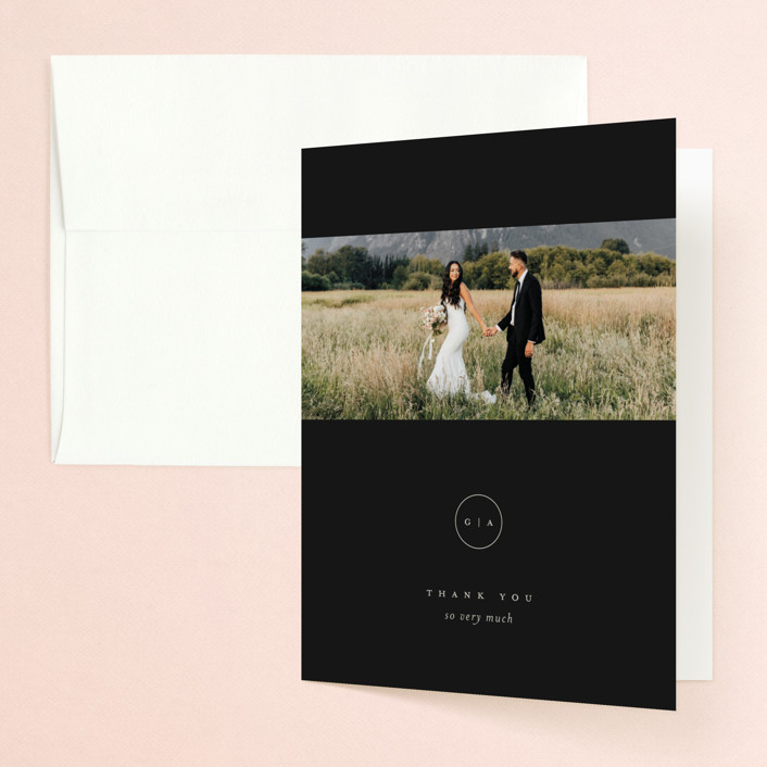 "refined" - Folded Wedding Thank You Cards in Black Tie by Laura Hamm.