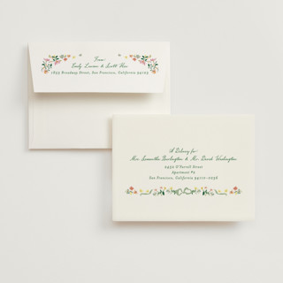This is a spring wedding thank you cards with standard by Phrosné Barwood called spring draped garland printing on strathmore in standard