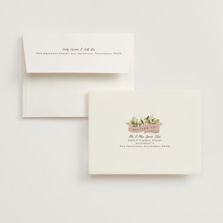 This is a blush wedding thank you cards with standard by Jennifer Wick called ribbonly printing on strathmore in standard