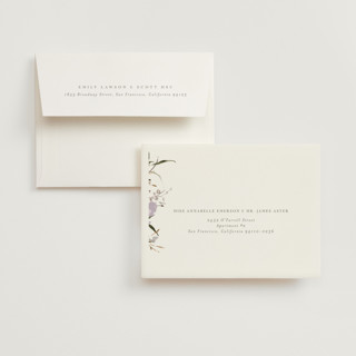 This is a lilac wedding thank you cards with standard by Grace Kreinbrink called meadow burst printing on strathmore in standard