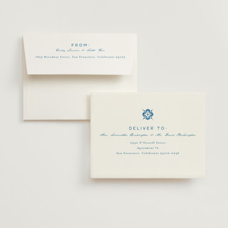 This is a navy wedding thank you cards with standard by Anastasia Makarova called watercolor tile printing on strathmore in standard