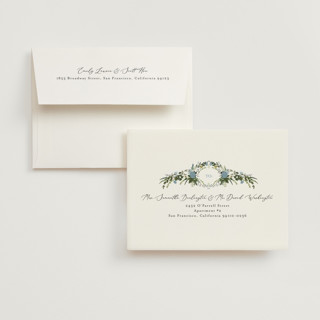 This is a coastal wedding thank you cards with standard by Susan Moyal called hydrangea vine printing on strathmore in standard