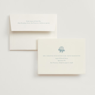This is a seaside wedding thank you cards with standard by Stacey Meacham called hydrangea bloom printing on strathmore in standard