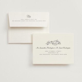 This is a violet wedding thank you cards with standard by Jenna Holcomb called forget me nots printing on strathmore in standard