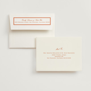 This is a orange peel wedding thank you cards with standard by Megan Davis called miro printing on strathmore in standard