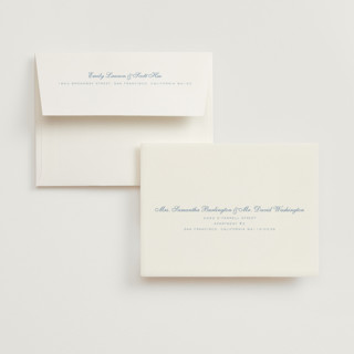 This is a provincial blue wedding thank you cards with standard by Blustery August called villa printing on strathmore in standard