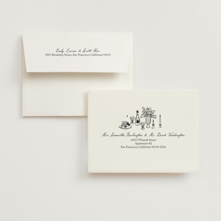 This is a champagne wedding thank you cards with standard by Helena Vitto called vintage lovers printing on strathmore in standard