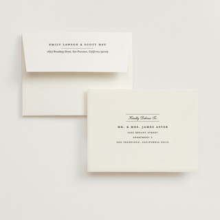 This is a powder wedding thank you cards with standard by Stacey Meacham called classic label printing on strathmore in standard