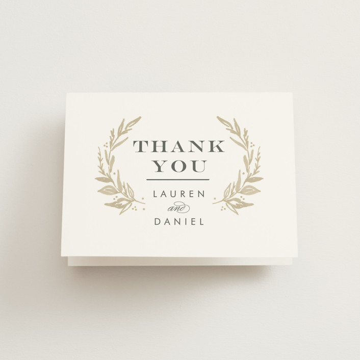Elegant Crest Folded Thank You Card by Alethea and Ruth Minted