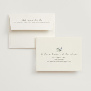 This is a periwinkle wedding thank you cards with standard by Kristen Smith called delicate vines printing on strathmore in standard