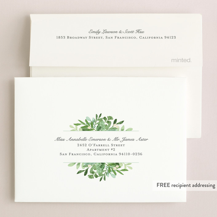 Leafy ampersand Thank You Cards by Jennifer Wick Minted