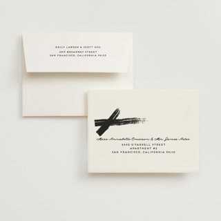 This is a cream wedding thank you cards with standard by Everett Paper Goods called brushed stripes printing on strathmore in standard