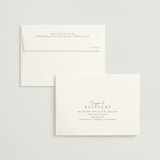 This is a greenery wedding thank you cards with standard by Jessica Williams called the space between printing on strathmore in standard