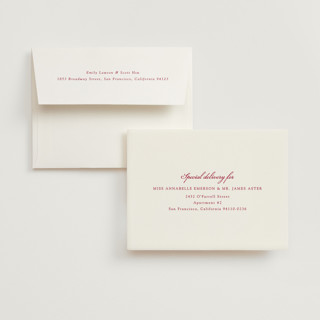This is a ruby wedding thank you cards with foil pressed by Janean Hinger called double peony printing on strathmore in standard