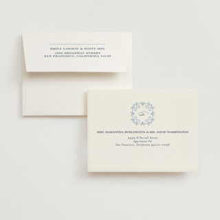 This is a dusty blue wedding thank you cards with foil pressed by Janean Hinger called aurelia printing on strathmore in standard