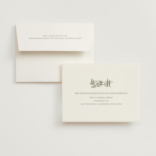 This is a sage wedding thank you cards with foil pressed by Lucrecia Caporale called country elegance printing on strathmore in standard